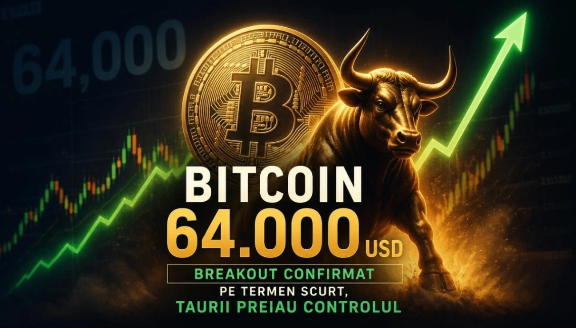 📈 Market Pulse: Bitcoin la 64.000 USD. Breakout confirmat pe termen scurt, taurii preiau controlul