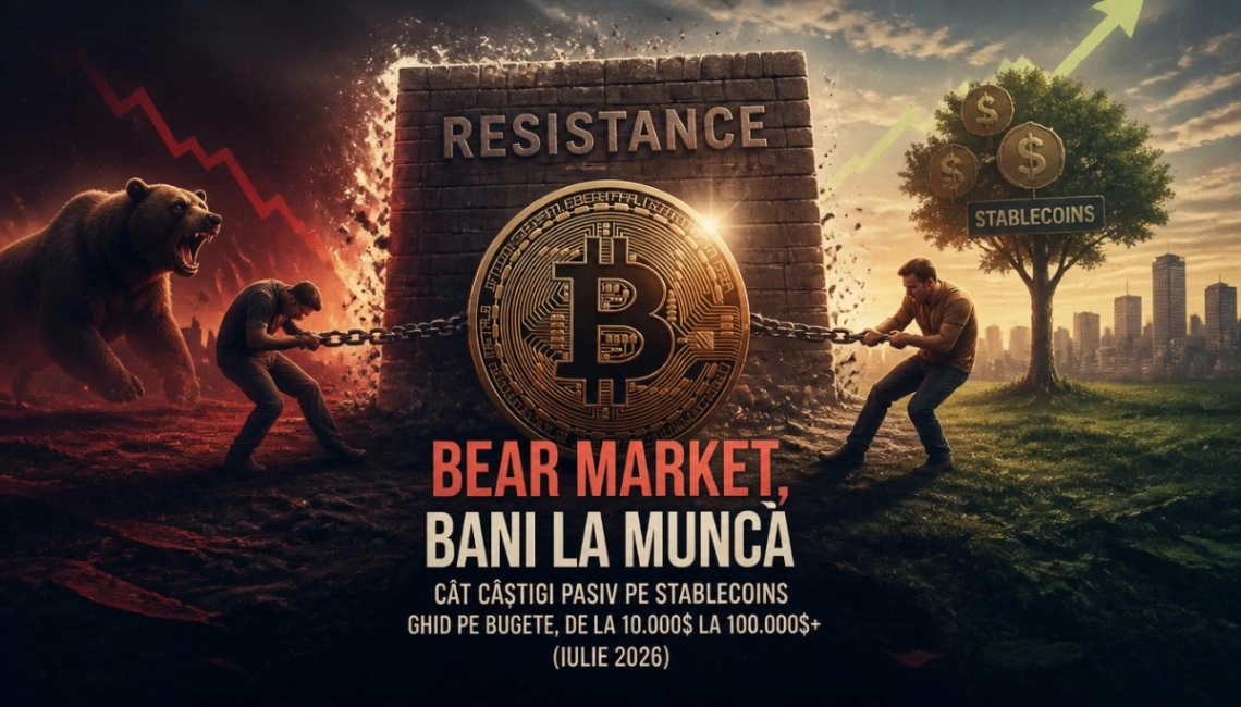 Bear Market, Bani la Muncă: Cât Câștigi Pasiv pe Stablecoins — Ghid pe Bugete, de la 10.000$ la 100.000$+ (Iulie 2026)